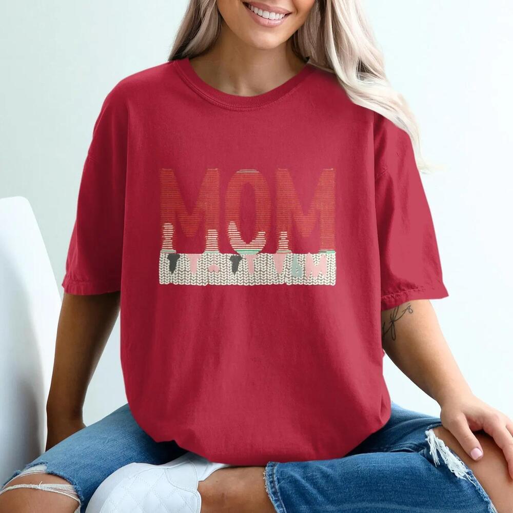 Mom T Shirt, Knitted Mom Tee, Mothers Day Gift, Cute Mom Shirt, Gift For Mom